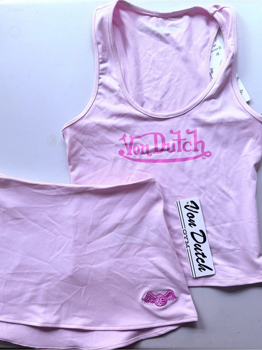 Von Dutch Light Pink Tank Top & Matching Skirt Set